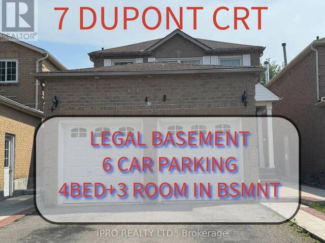 7 DUPONT COURT Brampton  Ontario